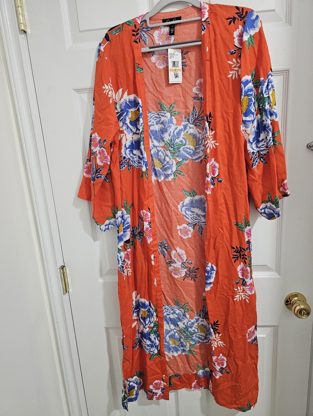 Jessica Simpson Orange Floral Kimono Duster